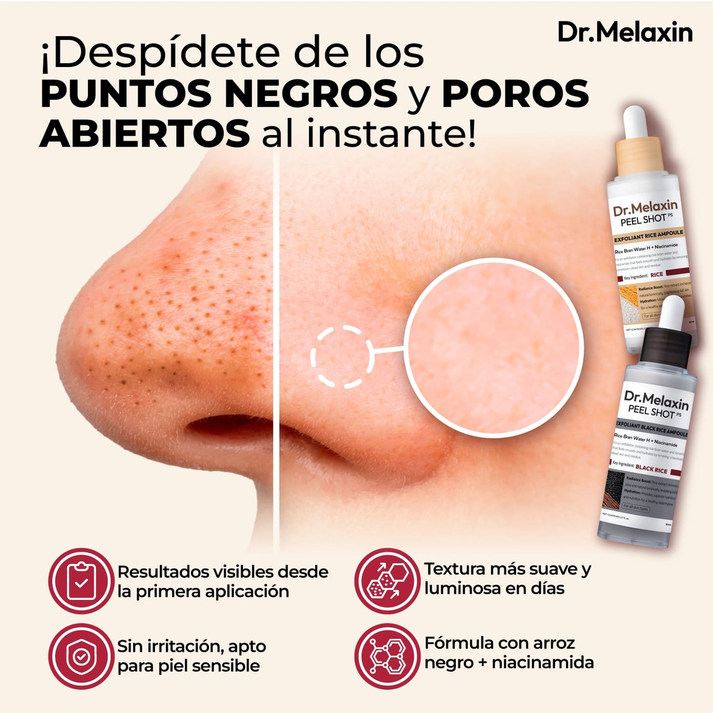 Dr. Melaxin – Tratamiento Dúo Peel Shot Glow con Arroz